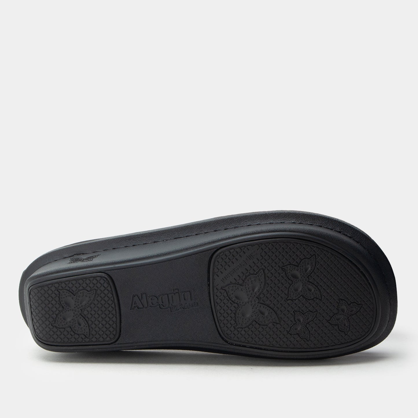Black shoesole with 'Alegria' branding on a white background