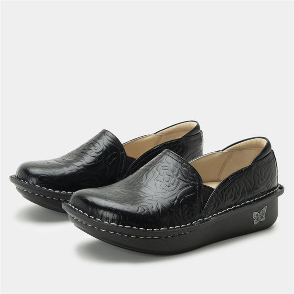 Debra Black Embossed Rose - Alegria Shoes – Alegria Shoe Shop display picture 1