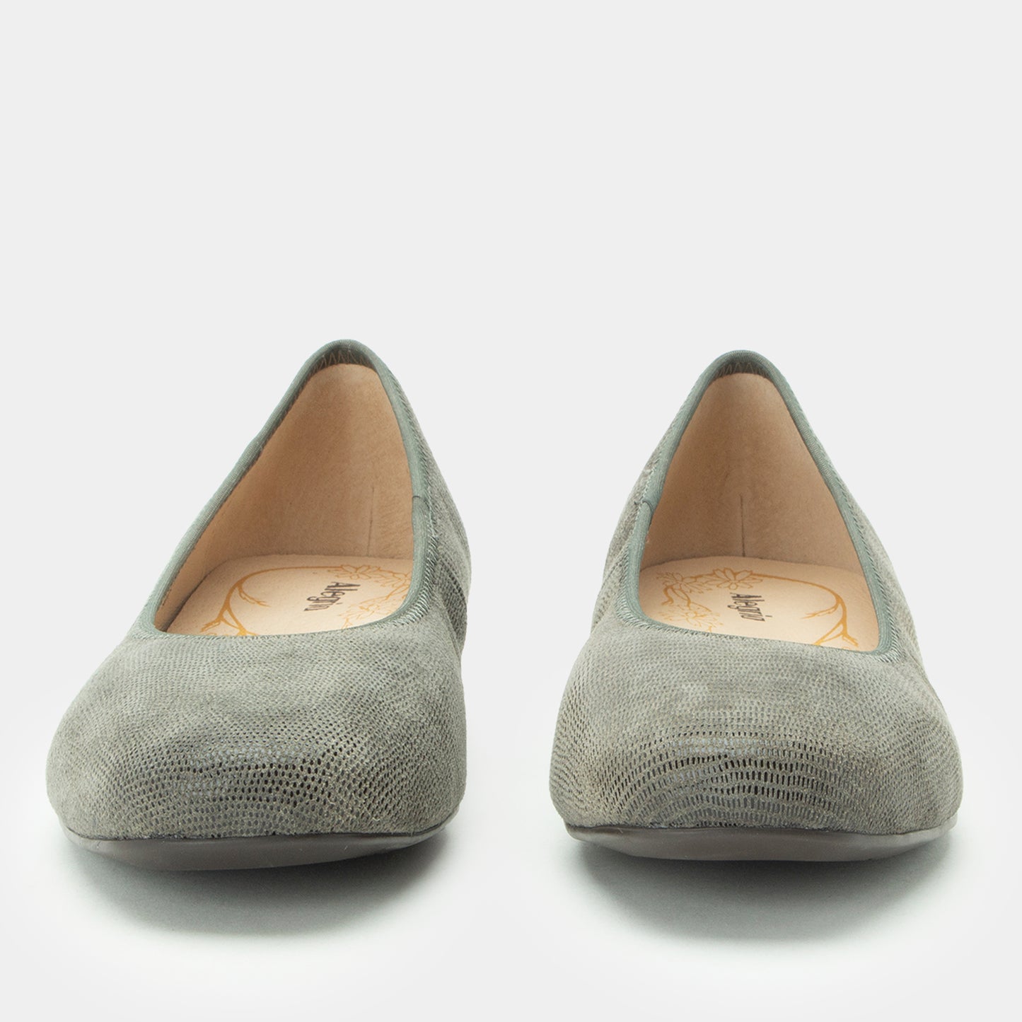 Pair of gray shoes on a white background