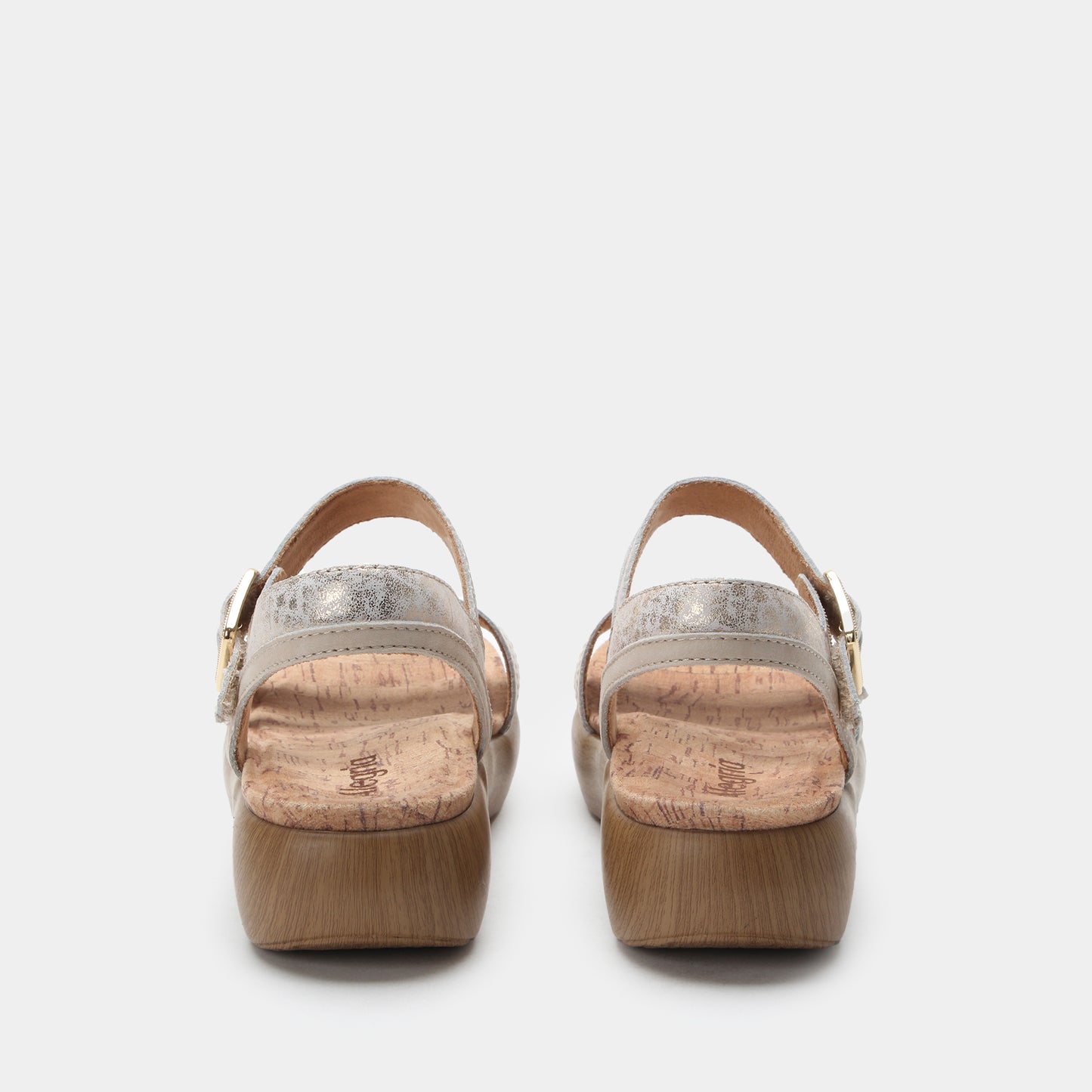Pair of sandals with cork sole on a white background