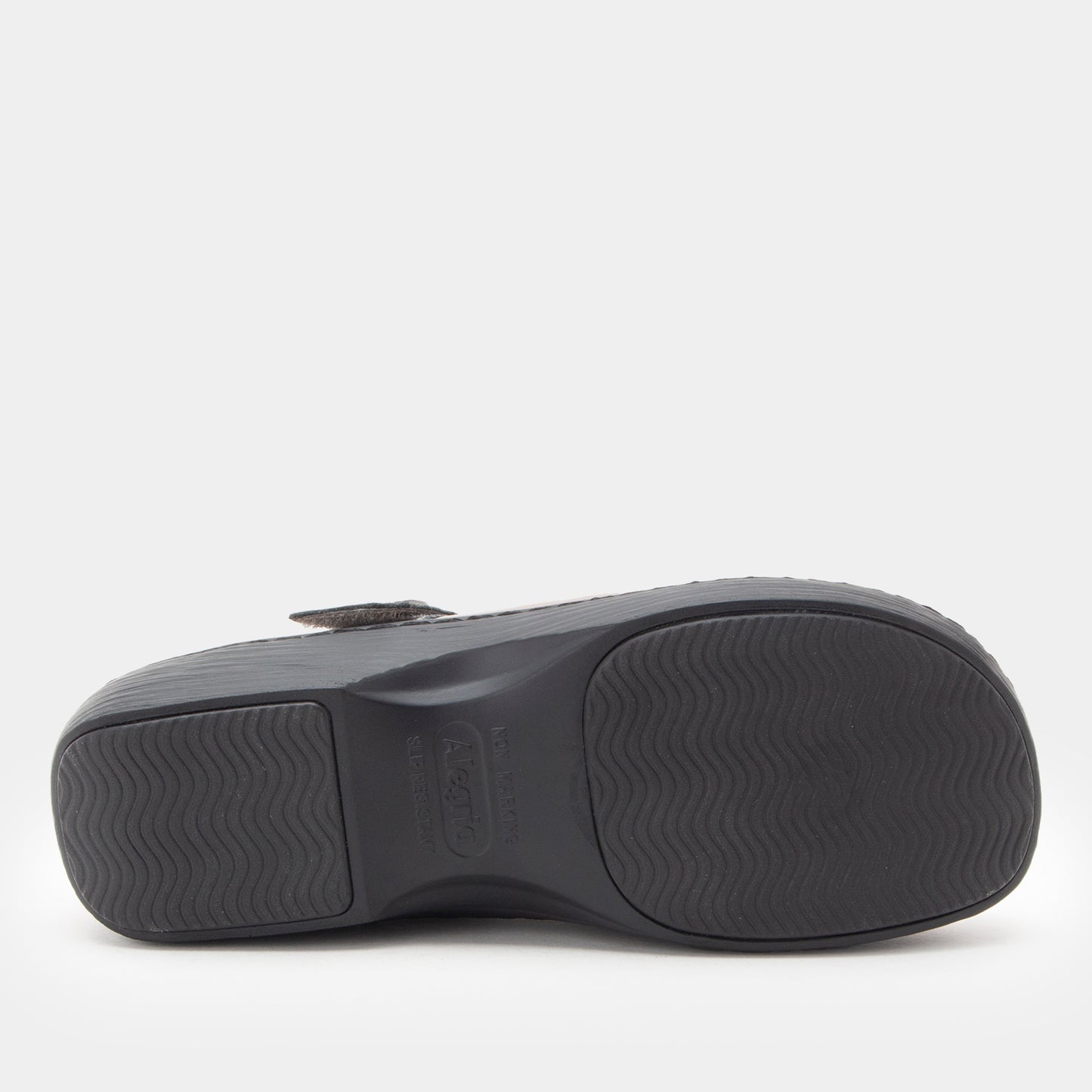 Black sandal sole on a white background