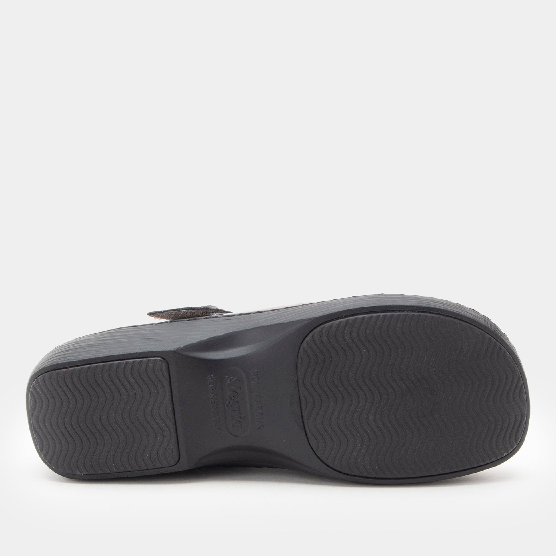 Black sandal sole on a white background