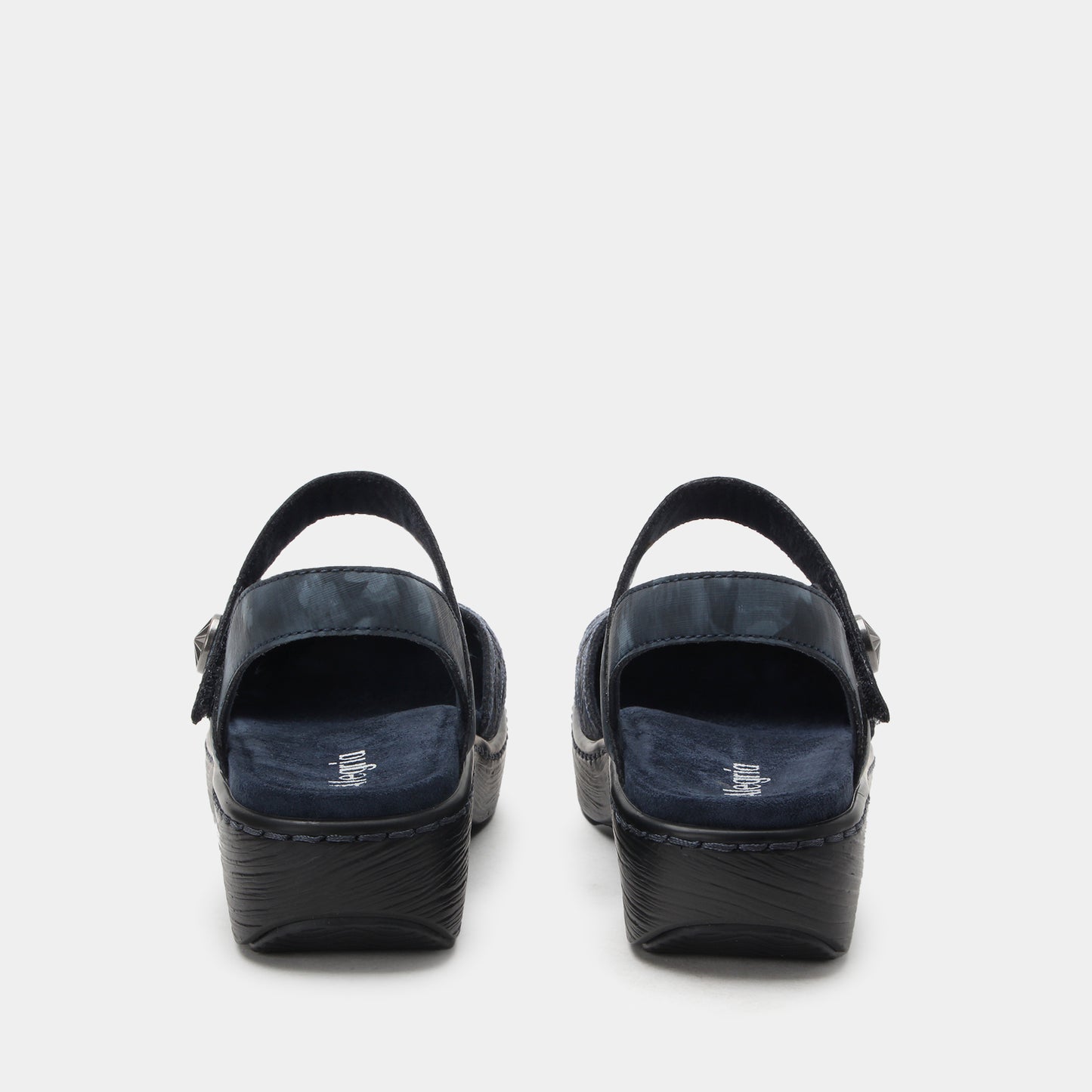 Black sandals with a strap on a white background
