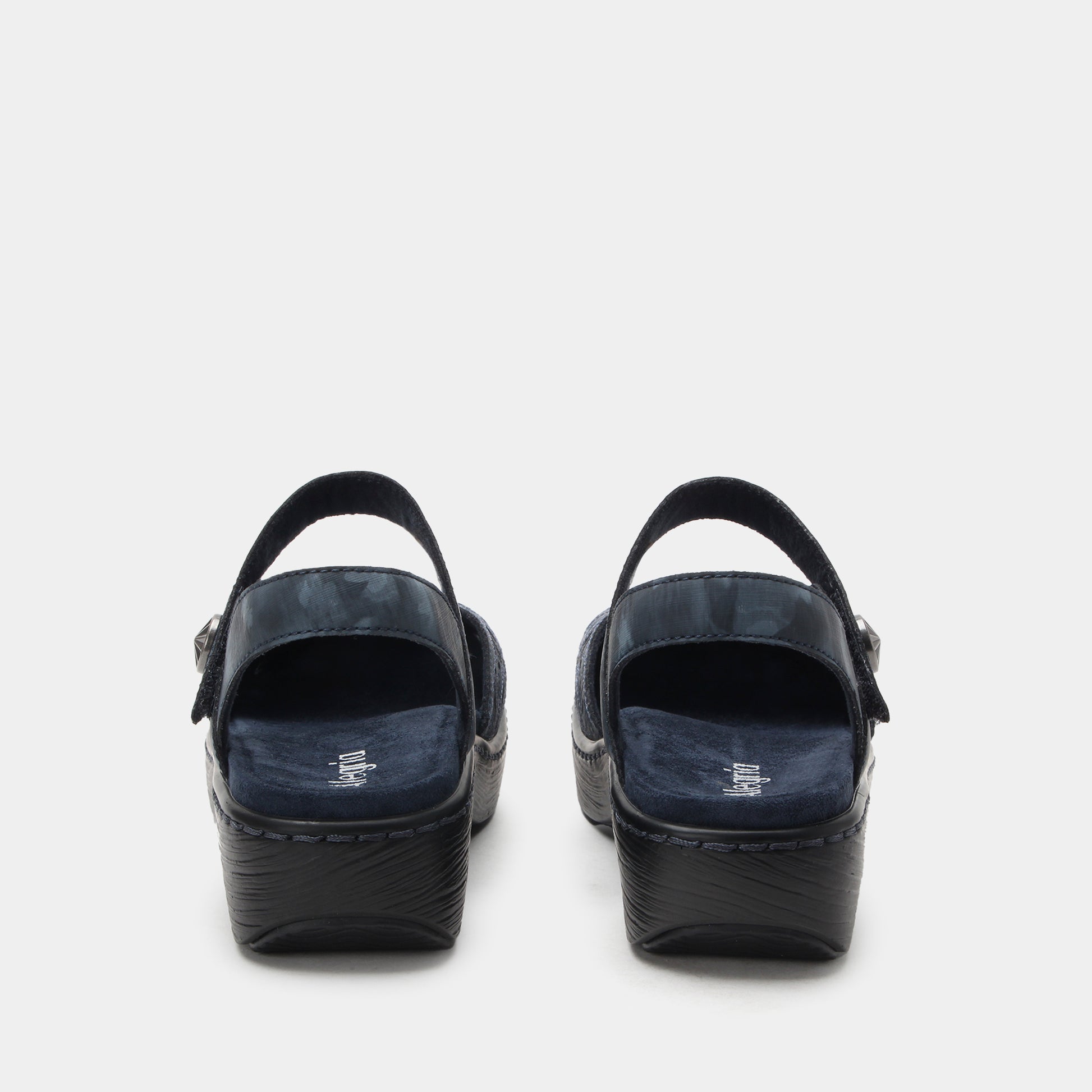 Black sandals with a strap on a white background
