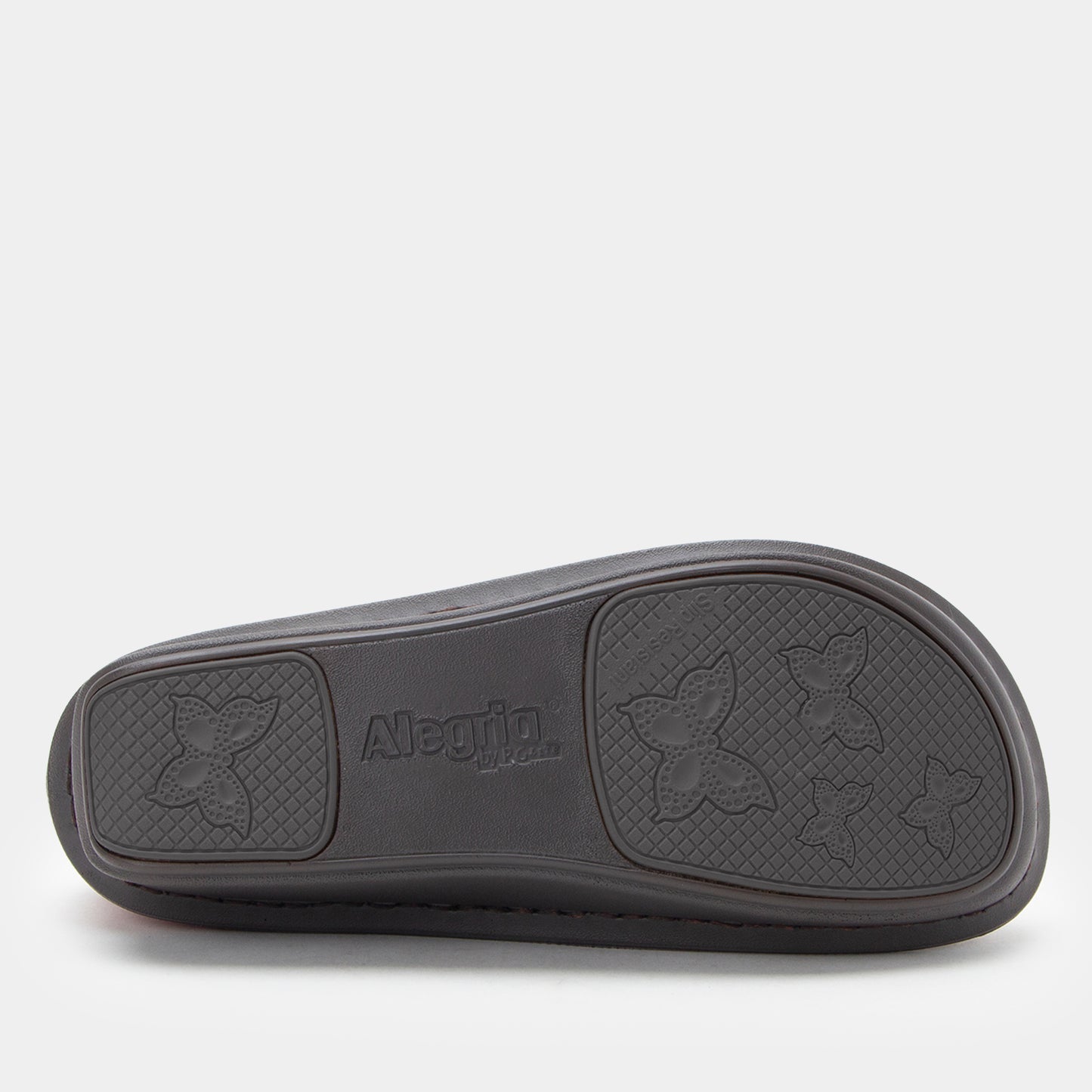 Black Adidas slide sandal on a white background