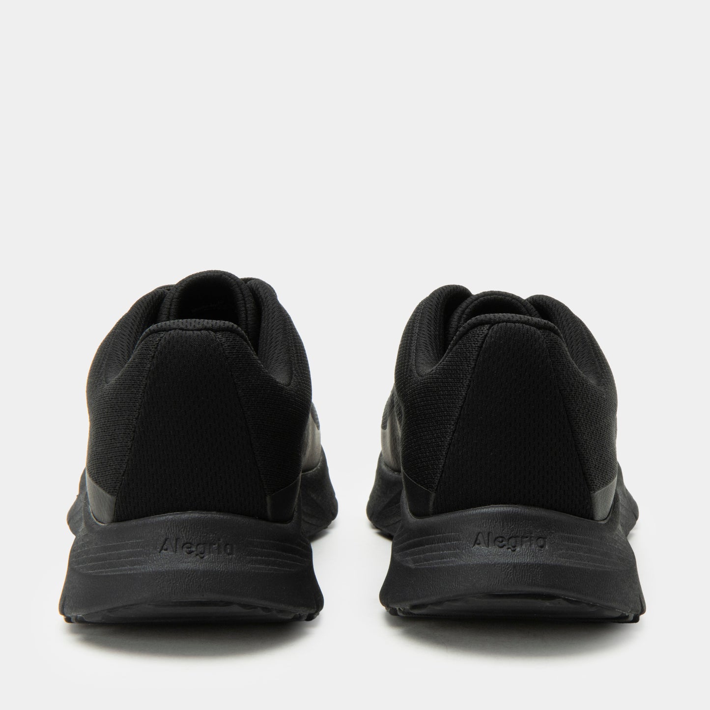 Black athletic shoes with 'Alegro' branding on a white background