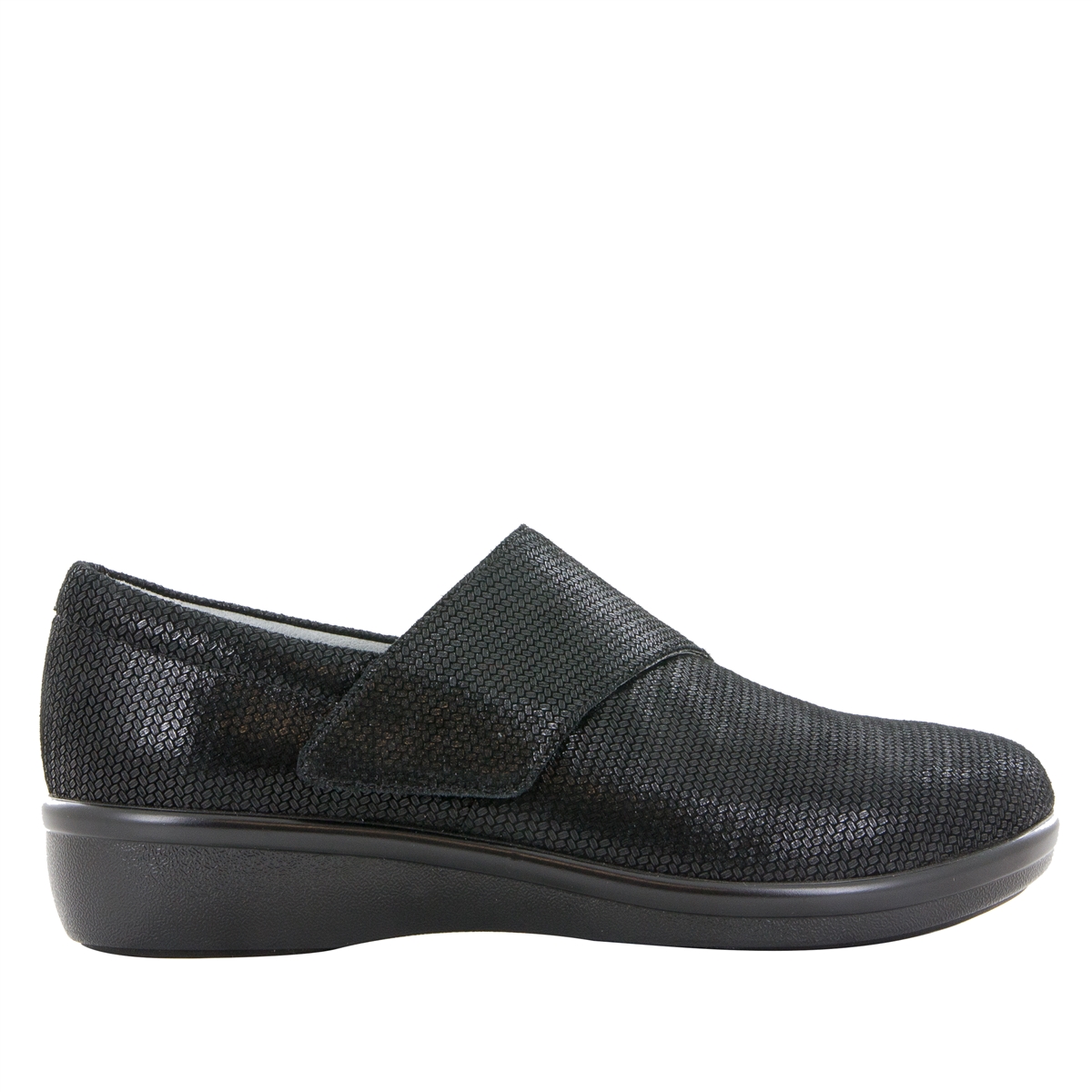 Alegria Alegria Qin TRAQ Bob And Weave Shiny Black Suede Leather Upper Comfort Loafers 