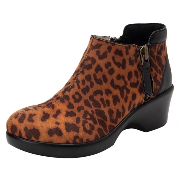 wide width leopard booties